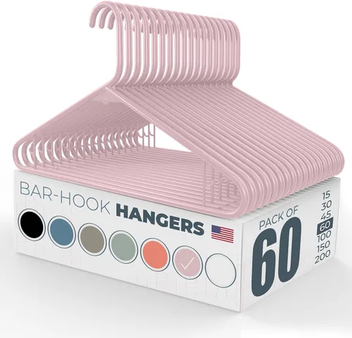 Vista 22 de Perchas de plástico de 15 unidades – Hechas en EE.UU. – Capacidad de 2.7 kg, perchas estándar de ropa con ganchos de correa para vestidos, lencería