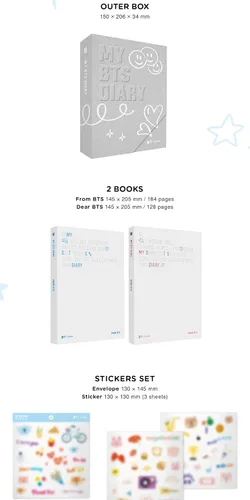 Vista 3 de My BTS Diary - Comprender verdaderamente los mensajes coreanos de BTS, mercancía oficial de BTS, paquete de libro conceptual de BTS Journal, aprende