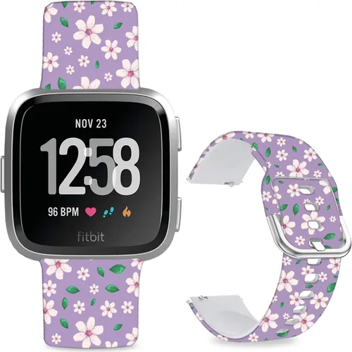 Vista 13 de Correas de reloj de silicona suave compatibles con Fitbit Versa 2/Versa/Fitbit Versa Lite/SE, correa de repuesto con bonito patrón floral de 0.98