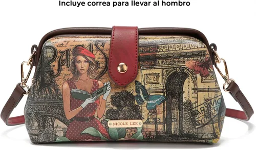 Vista 5 de Nicole Lee Amaya - Mini cuerpo cruzado, compartimentos con múltiples cremallera, correa cruzada desmontable ajustable, talla S