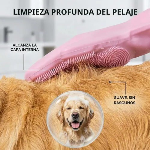 Vista 2 de NVNAN - Guantes de silicona para mascotas con dientes de alta densidad para perros y gatos Rosa