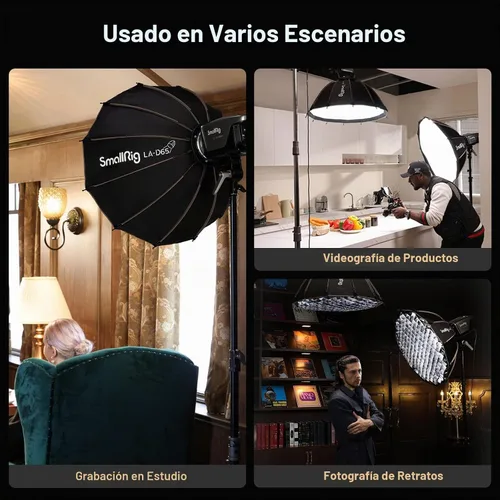 Vista 5 de SMALLRIG Caja de luz parabólica LA-D65 de 65 cm de liberación rápida, compatible con SmallRig RC 120D/RC 120B/RC 220D/RC220B y otras luces