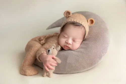 Vista 3 de Moda recién nacido niños niñas bebé sesión de fotos accesorios trajes ganchillo ropa mohair sombrero pantalones fotografía accesorios disfraz