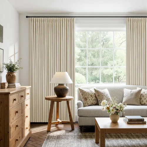 Vista 17 de Cortinas opacas de lino plisado natural de 96 pulgadas de largo