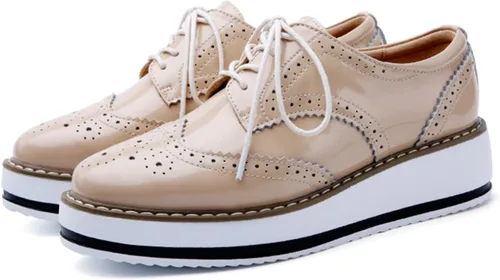 Vista 2 de DADAWEN - Zapatos con cintas tipo Oxford, con plataforma, para mujer, punta cuadrada