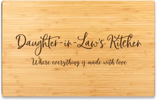 Vista 22 de Andaz Press Tabla de cortar grande de madera de bambú, 17.75 x 11 pulgadas, Aunt's Kitchen Where Everything is Made With Love, 1 paquete, tabla