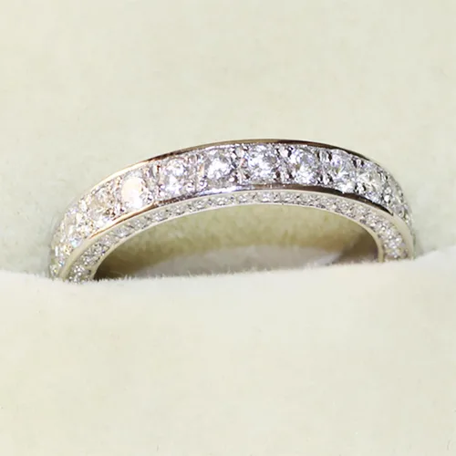 Vista 6 de HUASAI Anillo de moissanita para mujer, delicado anillo linfático brillante de circonita cúbica, anillo de linfvidad de moissanita completo