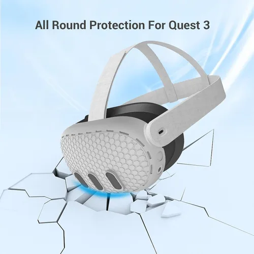 Vista 7 de Upgraded VR-Protective-Cover Compatible with Meta Quest 3 Accessories,Silicone Front Headset Protector Cover with Lens Cover,Preventing Dust