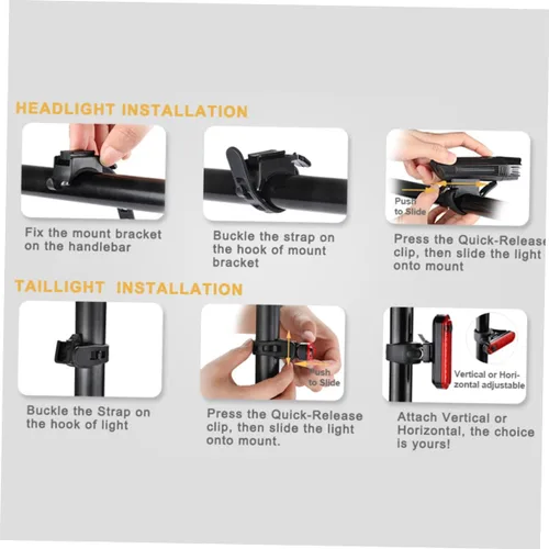 Vista 6 de VICASKY Juego de luces recargables para bicicleta, luces delanteras y traseras impermeables con carga USB, luces de seguridad para ciclismo