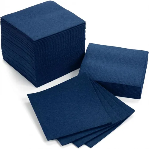 Vista 31 de AH AMERICAN HOMESTEAD Servilletas de cóctel de papel, servilletas desechables similares al lino, 4.75 x 4.75 pulgadas, servilletas cuadradas a Azul