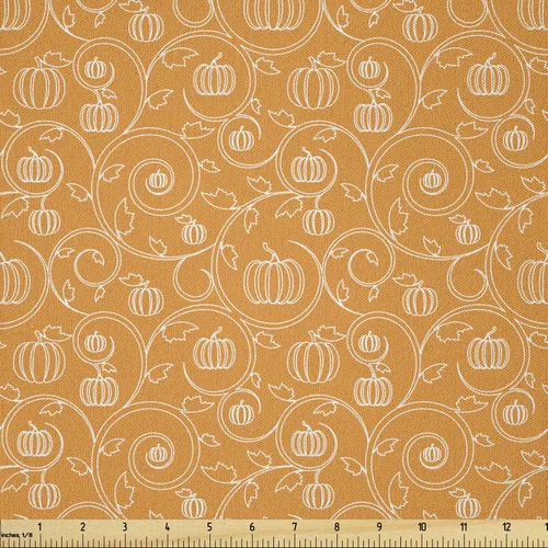 Vista 63 de Ambesonne The Yard, tela de calavera colorida con temática de Halloween, diseño de calavera y huesos cruzados, divertido estampado de dibujos