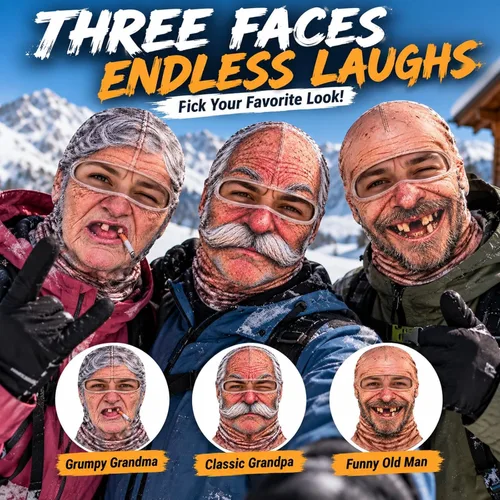 Vista 6 de Realistic Funny Ski Mask for Men Women, Old Man Frosty Face Ski Mask #A3