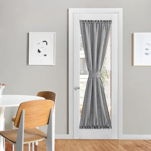 Vista 37 de NICETOWN - Cortinas de luz lateral para puerta de 72 pulgadas de largo para ventanas de lino, cortinas opacas para privacidad con protección contra