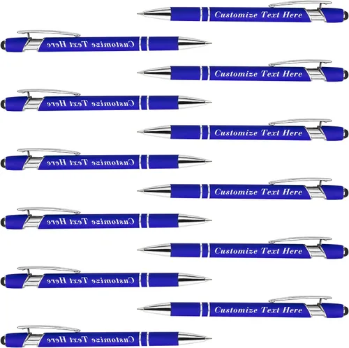 Vista 135 de Bolígrafos personalizados a granel con punta de lápiz capacitivo, 12 bolígrafos personalizados con logotipo de mensaje con nombre, bolígrafos