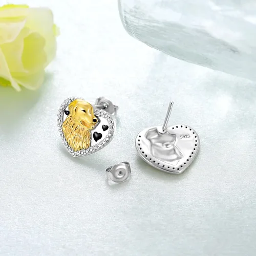 Vista 3 de Aretes Golden Retriever para mujer, plata de ley 925, aretes de perro Golden Retriever, lindos animales, joyería de regalo para mujeres, niñas
