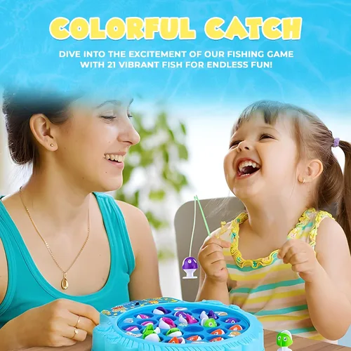 Vista 13 de IPIDIPI TOYS Juego de pesca para niños, 21 peces y 4 bastones - azul