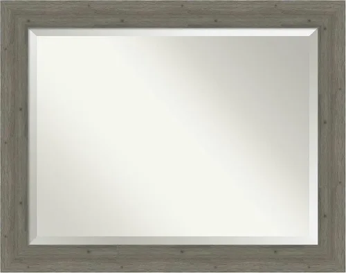Vista 8 de Amanti Art Espejo de baño de madera, espejo de pared gris para usar como espejo de tocador de baño sobre el fregadero (29 x 35 pulgadas), espejo