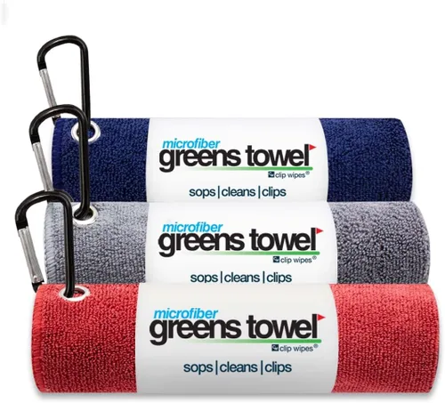 Vista 11 de Toalla de microfibra Greens Towel, 16 x 16 pulgadas, con mosquetón, ideal para golf (3 unidades)