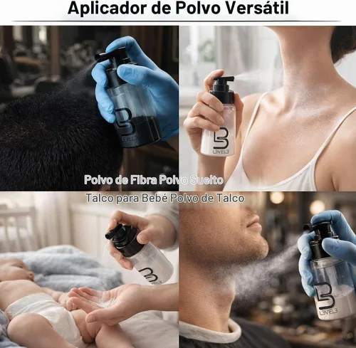 Vista 2 de Botella pulverizadora de polvo de nivel 3 - Fácil aplicación de talco - Accesorios y suministros de peluquería Fine talc powder application, for