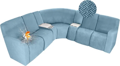 Vista 29 de ALIECOM Fundas 100% impermeables para sofá seccional reclinable, forma de L, elásticas, para esquina, funda para sofá seccional reclinable, lavable