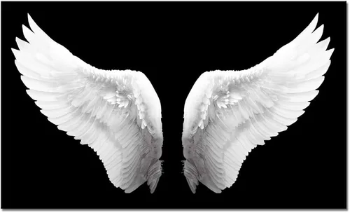 Vista 2 de iKNOW FOTO Lienzo grande en blanco y negro con alas de ángel, arte de pared, pintura contemporánea para sala de estar, obra enmarcada para paredes