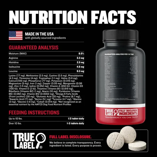 Vista 5 de Comprimidos masticables Bully Max 2 en 1 para construcción muscular para perros - Vitaminas y suplementos para cachorros y perros, suplementos