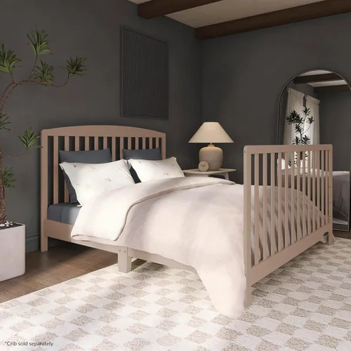Vista 2 de Dream On Me Riel de cama universal, mantequilla de almendra, kit de conversión de cuna a cama, madera maciza, fácil montaje