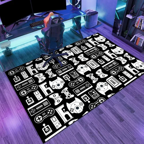 Vista 5 de Alfombra de juego Lacut para adolescentes, alfombra con decoración de control de juego, alfombra de juego 3D para dormitorio, sala de estar, sala