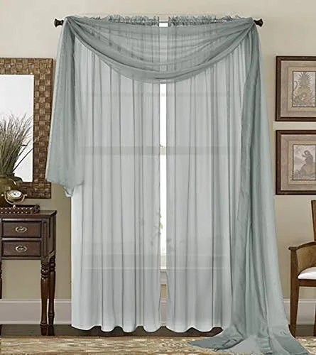 Vista 21 de Sapphire Home Cortinas traslúcidas negras de 63 pulgadas de largo, juego de 2 paneles de cortinas traslúcidas, filtrantes de luz, cortinas Negro