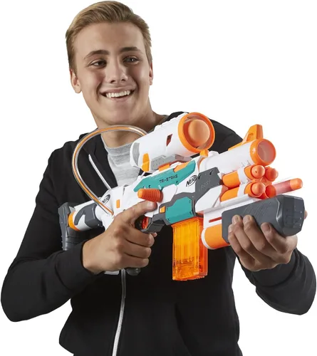 Vista 7 de Nerf Modulus Tri-Strike Blaster, Cañón Mega, Lanzacohetes, Cargador, 1 Cohete, Juegos al Aire Libre para Niños (Exclusivo de Amazon)