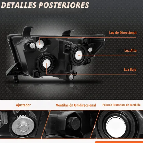 Vista 4 de Para Toyota Tundra 2007-2013/2008-2017 Sequoia faros cromados Reflector ambarino de la cubierta del cromo