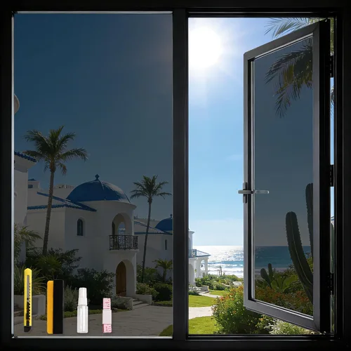Vista 11 de Donox Película opaca de privacidad para ventana, estática, UV, sin adhesivo, luz solar, reflectante, color arcoíris, bloqueador solar, control