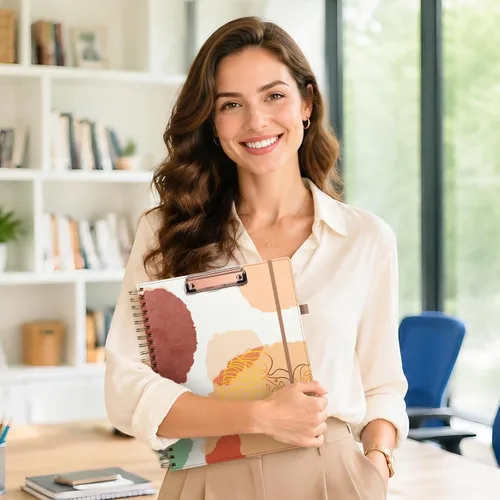 Vista 7 de Ospelelf Portapapeles con almacenamiento para hombres y mujeres, organizador de portafolio de cuero con 5 carpetas con 10 bolsillos, portapapeles