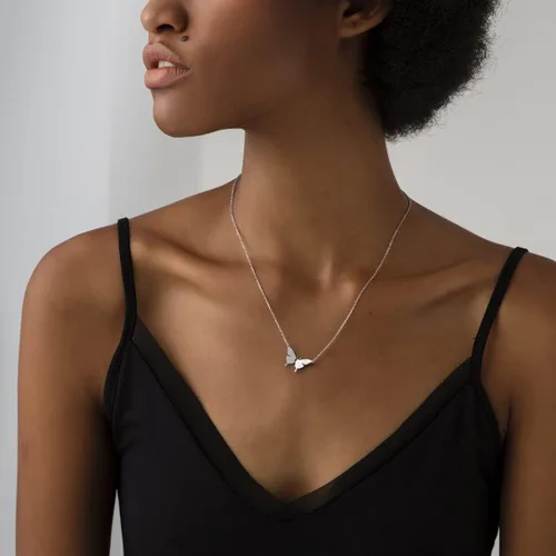 Vista 4 de MIDEEO Delicado collar de mariposa para mujer, chapado en oro de 14 quilates, collar con dije de mariposa minimalista