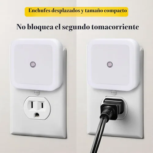 Vista 4 de Paquete de 6 luces nocturnas LED azules enchufables, sensor de atardecer a amanecer encendido y apagado automático, eficientes energéticamente