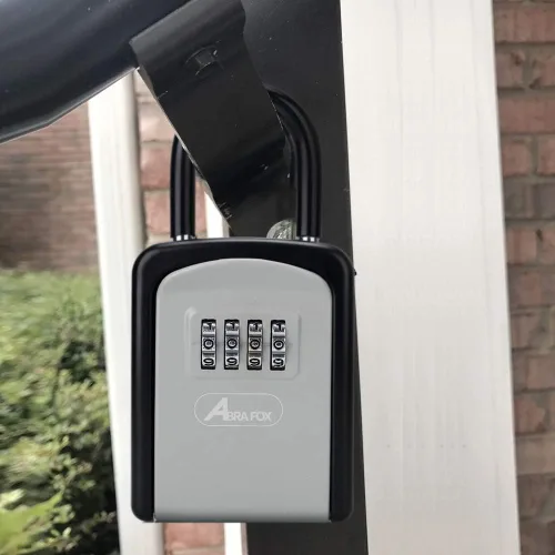 Vista 8 de Caja de cerradura de llave, caja de bloqueo de combinación con código para almacenamiento de llaves de casa, casillero combinado de puerta