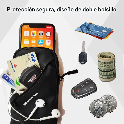 Vista 4 de Prime Comfort Soporte para Teléfono con Banda para el Brazo, Pequeña Bolsa Cruzada de Hombro Tipo Funda con Bandas para el Brazo, Compatible
