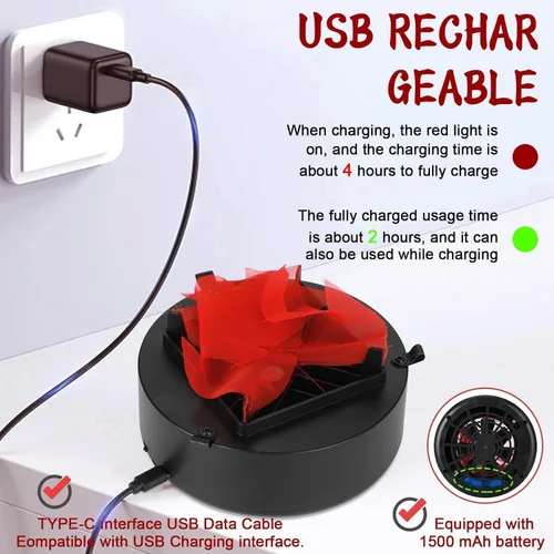 Vista 3 de Fuego falso 3D recargable por USB, luz de fuego falsa portátil, luz de llama falsa eléctrica, lámpara de llama falsa, fogata eléctrica