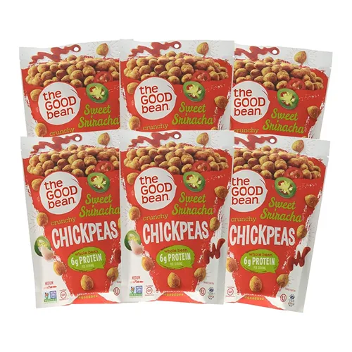 Vista 4 de The Good Bean Garbanzos crujientes – Chile Lime – Bolsa resellable – Frijoles de garbanzos asados – Snack vegano con buena fuente de proteína