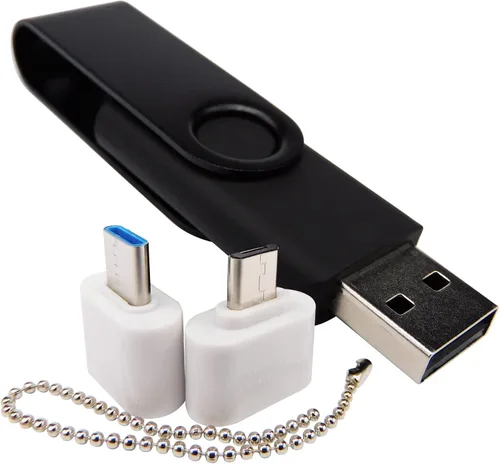 Vista 11 de Mini unidad flash USB de capacidad con 1 OTG (Micro USB) y 1 adaptador tipo C (USB-C) para teléfono móvil (naranja, 128 MB)