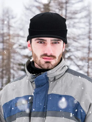 Vista 7 de SATINIOR Gorro de punto de invierno para hombre con ala gorra, cálido y grueso para exteriores