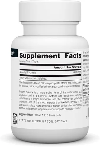 Vista 2 de Source Naturals N-acetil cisteína antioxidante apoyo 600 mg Suplemento dietético que apoya la salud respiratoria* - 30 tabletas