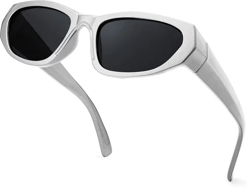 Vista 2 de FEISEDY Gafas de sol para mujeres y hombres con escudo futurista deportivo estrecho de los años 90 gafas de sol punk Y2K B2936 65mm