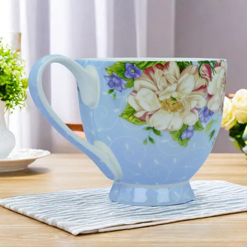 Vista 7 de Tazas de café de porcelana de hueso de 16oz para mujeres Tazas Flora Tazas de café y té Novedades Tazas de café para regalar a mujeres, mamá, amigas