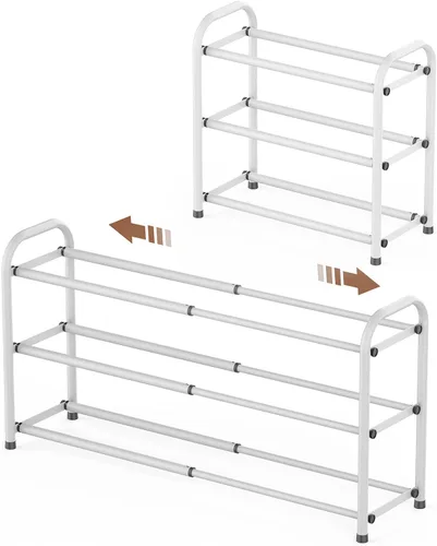 Vista 13 de Gonfoam Zapatero expandible de 2 niveles, estante ajustable para zapatos, organizador de almacenamiento de metal resistente, zapatero de pie