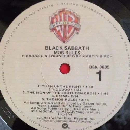 Vista 3 de BLACK SABBATH Mob Rules LP Vinyl VG+ Cover VG+ 1981 WB BSK 3605 SLM Townhouse