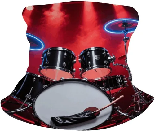 Vista 6 de Cool Drum Set Neck Gaiter Breathable & Moisture-Wicking Face Mask Bandana Balaclava Sun Protection Face Cover Scarf Lightweight Seamless Design for