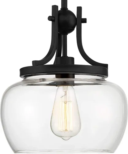 Vista 3 de Kristov - Mini lámpara colgante de cristal transparente negro de 10 1/2