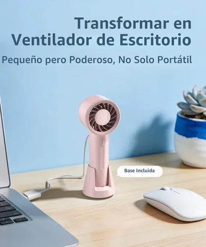 Vista 4 de Mini ventilador portátil, pequeños ventiladores de mano para Rosa
