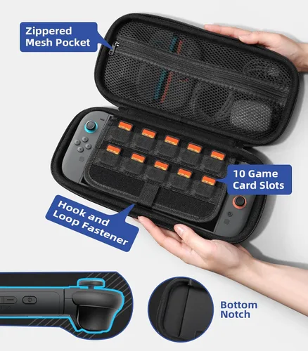 Vista 61 de TiMOVO Carrying Case for Nintendo Switch 2 (2025), Large Capacity Protective Hard Shell Portable Travel Case Pouch for Switch 2, with 10 Game Card